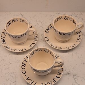 Bridgewater Cream Teacup with Navy Text